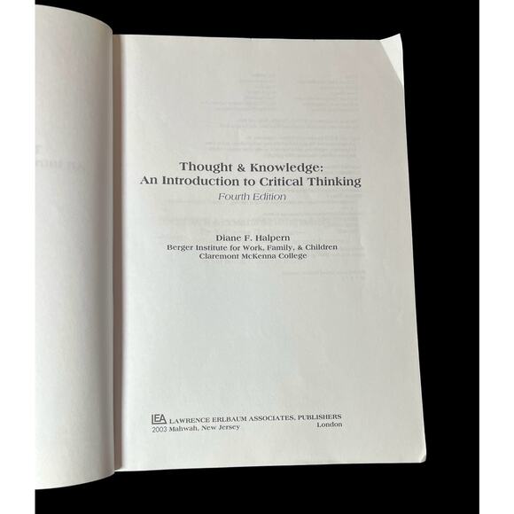 Thought and Knowledge: An Introduction to Critical Thinking, 4th Edition Vol 2 - Picture 4 of 13